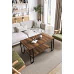ED Efelez Design Orta Sehpa , Nury Tekerlekli Orta Sehpa Takımı , Siyah Metal - Barok Tabla