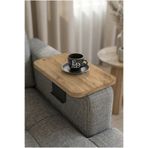 ED Efelez Design Yan Sehpa , Ayarlanabilir Koltuk Sehpası , Ponte Tepsi Sehpa , Siyah Metal - Atlantik Çam Tabla