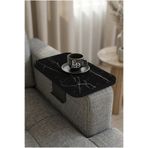 ED Efelez Design Yan Sehpa , Ayarlanabilir Koltuk Sehpası , Ponte Tepsi Sehpa , Siyah Metal - Siyah Mermer Tabla