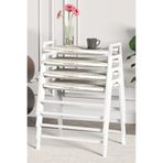 ED Efelez Design Zigon Sehpa , Aden 4'lü Tepsi Zigon Sehpa Takımı Beyaz Metal - Beyaz Mermer Tabla