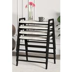 ED Efelez Design Zigon Sehpa , Aden 4'lü Tepsi Zigon Sehpa Takımı Beyaz Metal - Siyah Mermer Tabla