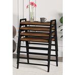 ED Efelez Design Zigon Sehpa , Aden 4'lü Tepsi Zigon Sehpa Takımı Siyah Metal - Barok Tabla