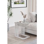 ED Efelez Design Zigon Sehpa , Lyon 3'lü C Zigon Sehpa Takımı , Beyaz Metal - Beyaz Mermer Tabla