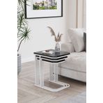 ED Efelez Design Zigon Sehpa , Lyon 3'lü C Zigon Sehpa Takımı , Siyah Metal - Beyaz Mermer Tabla