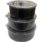 Eda 3 Lü Emaye Saklama Kabı Siyah - 14 cm