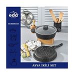 Eda Asya 2 Li Döküm Set 26 No Basık Tencere 26 Tava - Siyah