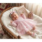 Eda Baby Dantel Detaylı Bebek Mevlüt ve Özel Gün Kıyafeti 4'lü Takım - 0 - 3 Ay - Pembe