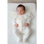 Eda Baby Lüks Dantel Pelerinli Bebek Tulumu - Mevlüt ve Hastane Çıkışı - 0 - 3 Ay - Ekru