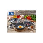 Eda EDA-ZK901 Gri Asya 3'lü Granit Cam Kapaklı Döküm Sahan Seti
