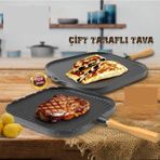Eda granit grill çift taraflı ızgara ve gözleme tavası 36 cm.kare