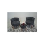 eda hacıoğlu edam bedding group Antrasit Çay Seti İkili Koltuk Berjer ve Puf Takımı (Salon, Balkon, Ofis) 3'Lü Takım