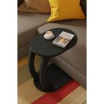 eda hacıoğlu edam bedding group Oval Siyah C Sehpa Modern,Tekerlekli Yan Sehpa (Salon, Ofis, Yatak Odası)