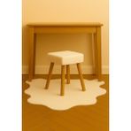 Eda Hacıoğlu Edam Bedding Group Teddy Kare Puf Bench Ahşap Modern Ayak Dekoratif Peluş Tabure - Ekru
