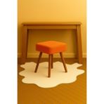 Eda Hacıoğlu Edam Bedding Group Turuncu Teddy Kare Puf Bench Ahşap Modern Ayak Dekoratif Peluş Tabure