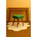Eda Hacıoğlu Edam Bedding Group Yeşil Teddy Kare Puf Bench Ahşap Modern Ayak Dekoratif Peluş Tabure