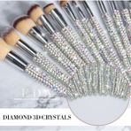 Eda Luxury Beauty 12'li Diamond Özel Gümüş Kristal Taşlı Büyük Yüz & Göz Farı Makyaj Fırçası Seti Pro Makeup Brushes