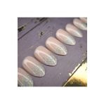 EDA LUXURY BEAUTY 24'lü Pembe Simli Ombre French Takma Tırnak Lüks Parlak Desenli Orta Boy Badem Stiletto Nail Art Set