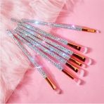 Eda Luxury Beauty 7'li Diamond Özel Renkli Kristal Taşlı Pembe Göz Farı Makyaj Fırçası Seti Süslü Pro Makeup Brushes