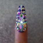 Eda Luxury Beauty Koyu Mavi Lacivert Mat Takma Tırnak Lüks Kristal Taşlı Desenli Extra Uzun Kare Ballerina Nail Art Set