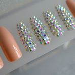 Eda Luxury Beauty Nude Pembe Takma Tırnak Lüks Parlak Kristal Taşlı Desenli Extra Uzun Kare Ballerina Nail Art Set