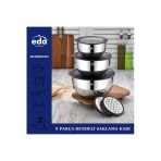 Eda Paslanmaz Çelik 9 Parça Karıştırma Kabı - Rendeli Karıştırma Saklama Kabı Seti