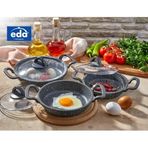 Eda ZK-905 Büyük Boy Asya 3'lü Granit Döküm Kapaklı Sahan Set