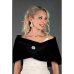 Edda Kısa Broş Kürk Etol Gelin Bolero - 12S-Siyah
