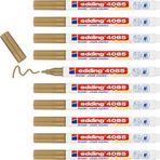 edding 4085 tebeşir kalemi - altın - 10 tebeşir kalemi - yuvarlak uç 1-2 mm - tahta için ince tebeşir kalemi silinebilir - pencere, cam, ayna üzerine yazı yazmak için - opak renkli tahta kalemi