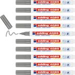 edding 4085 tebeşir kalemi - gümüş - 10 tebeşir kalemi - yuvarlak uç 1 – 2 mm – tahta için ince tebeşir kalemi silinebilir – pencere, cam, ayna üzerine yazı yazmak için – opak renkli tahta kalemi