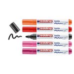 edding 4500 tekstil kalemi - siyah, 2x kırmızı, turuncu, pembe - 5'li set - 2-3 mm yuvarlak uç