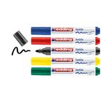 edding 4500 tekstil kalemi - siyah, kırmızı, mavi, yeşil, sarı - 5 adet. - 2-3 mm yuvarlak uç