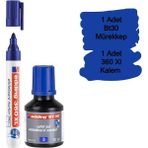 Edding BT30 MÜREKKEBI ve 360XL Doldurulabilir Tahta Kalemi 1 Adet Mavi Renk 30 ml