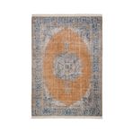 Ede Mavi Modern Geometrik Etnik Eskitme Desenli Boho Makinada Yıkanabilir Hafif Hav Toz Vermez Leke Tutmaz Kaymaz Taban Dijital Makine Baskı Halı Oturma Odası Salon Yolluk Koridor Mutfak Halısı
