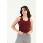 Edelle Bordo Çapraz Askılı Slim Fit Ribana Kadın Atlet - XL