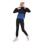 Edelle Çıt Çıtlı Kadın Eşofman Takımı (Siyah/Saks, XL)