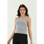 Edelle Gri Melanj Çapraz Askılı Slim Fit Ribana Kadın Atlet
