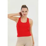 Edelle Kırmızı Çapraz Askılı Slim Fit Ribana Kadın Atlet