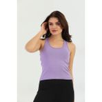 Edelle Lila Çapraz Askılı Slim Fit Ribana Kadın Atlet