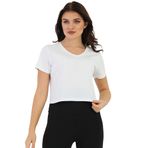 EDELLE Regular Fit Beyaz V Yaka Kadın Crop T-shirt