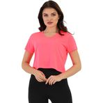 EDELLE Regular Fit Pembe V Yaka Kadın Crop T-shirt