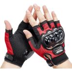 Edelvays Shop Korumalı EN13594 Sertifikalı Motosiklet Eldiveni Kırmızı Kısa - 2XL