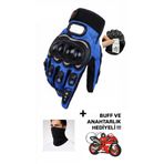 Edelvays Shop Korumalı motosiklet Eldiveni Mavi Uzun HEDİYELİ