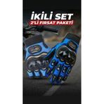 Edelvays Shop MOTOSİKLET BİSİKLET UZUN VE KISA ELDİVEN EN13594 ETİKETLİ 2Lİ ELDİVEN MAVİ