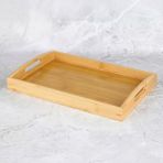 Edenza Bambu Tepsi 33X23 cm Doğal Ahşap Servis Tepsisi Kulplu Kahvaltı Çay Kahve Sunum Tepsisi - Çok Renkli