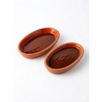 Edenza Oval Sırlı Toprak Güveç Tabağı | Fırına Dayanıklı Doğal Toprak Sunum Tabağı (25 x 13 Cm) 2 Li Set - Çok Renkli