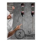 edewatt Dijital LCD 2 Adet Siyah Renk Gıda Yemek Termometresi Yemek Isı Ölçer Pil Hediyeli