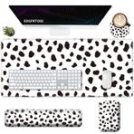 EDGFRTOIO Büyük Mouse Pad Bilek Dinlenme 4 Parça Set, XXL Genişletilmiş Oyun Mousepad + Klavye Bilek Desteği + Dirsek Bilek Desteği + Masaüstü Bilgisayar Masası Matı için Bardak Altlığı 89,9 cm x 39,9