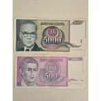 Edi Antik 2 Adet Yugoslav Dinarı 1992 Yılına Ait Temiz Durumda, Yugoslav Koleksiyonluk Banknot Para Nümizmatik