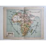 Edi Antik 22X17CM Osmanlıca Afrika Haritası. Orijinal Osmanlı Dönem