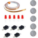 Eding Bakır Folyo Iletken Bant ,CR2032 Pil ,5mm LED Seti Çıt Çıt Anahtar – Kağıttan Devre Kit